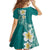 Plumeria Family Matching Off The Shoulder Long Sleeve Dress and Hawaiian Shirt Polynesian Tribal Frangipani Teal