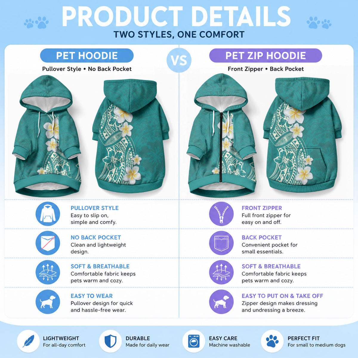 Plumeria Pet Hoodie LT03 - Polynesian Pride