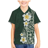 Plumeria Family Matching Mermaid Dress and Hawaiian Shirt Polynesian Tribal Frangipani Green LT03 Son's Shirt Green - Polynesian Pride