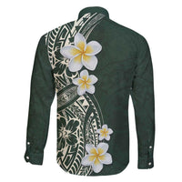 Plumeria Family Matching Off Shoulder Short Dress and Hawaiian Shirt Polynesian Tribal Frangipani Green LT03 - Polynesian Pride