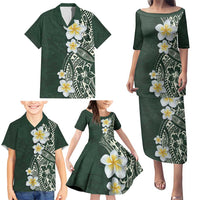 Plumeria Family Matching Puletasi and Hawaiian Shirt Polynesian Tribal Frangipani Green LT03 - Polynesian Pride