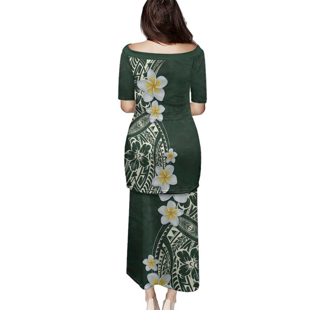 Plumeria Family Matching Puletasi and Hawaiian Shirt Polynesian Tribal Frangipani Green LT03 - Polynesian Pride
