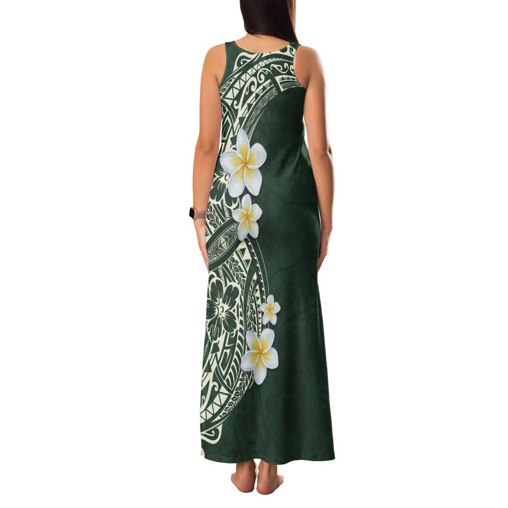 Plumeria Family Matching Tank Maxi Dress and Hawaiian Shirt Polynesian Tribal Frangipani Green LT03 - Polynesian Pride