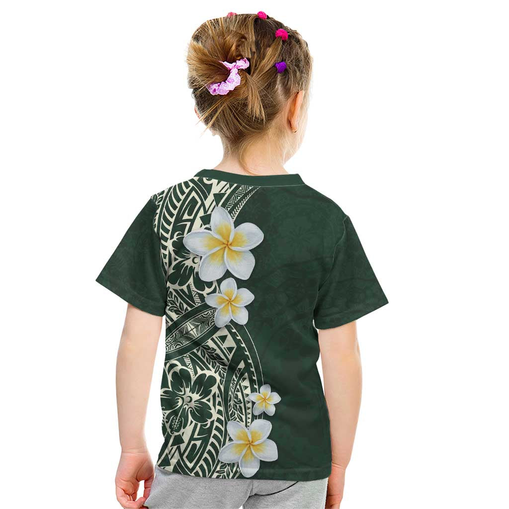 Plumeria Kid T Shirt Polynesian Tribal Frangipani Green
