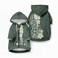 Plumeria Pet Hoodie LT03 Zip-up Green - Polynesian Pride