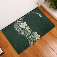 Plumeria Rubber Doormat Polynesian Tribal Frangipani Green