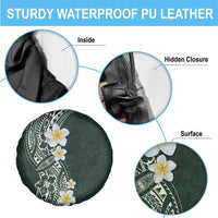Plumeria Spare Tire Cover Polynesian Tribal Frangipani Green