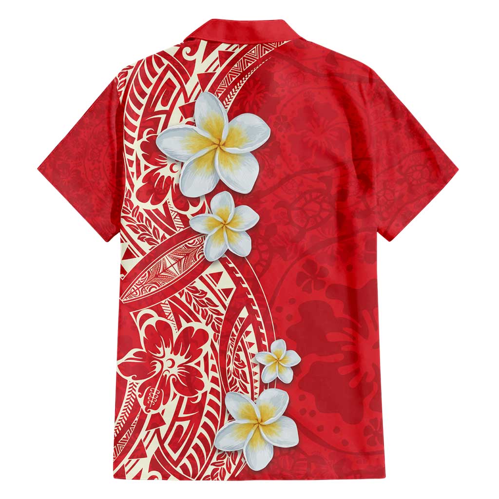 Plumeria Family Matching Short Sleeve Bodycon Dress and Hawaiian Shirt Polynesian Tribal Frangipani Red LT03 - Polynesian Pride