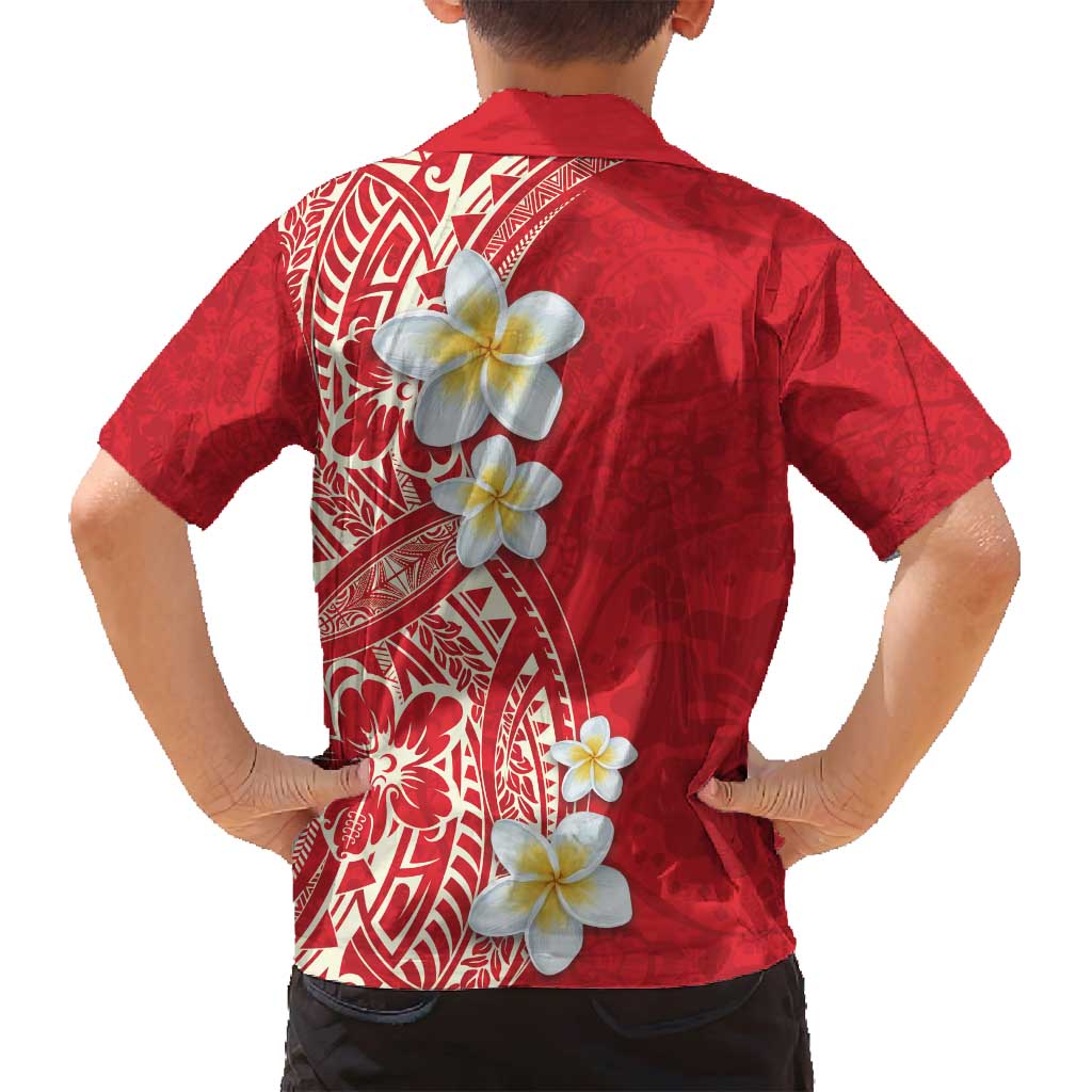 Plumeria Family Matching Summer Maxi Dress and Hawaiian Shirt Polynesian Tribal Frangipani Red LT03 - Polynesian Pride