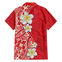 Plumeria Family Matching Tank Maxi Dress and Hawaiian Shirt Polynesian Tribal Frangipani Red LT03 - Polynesian Pride
