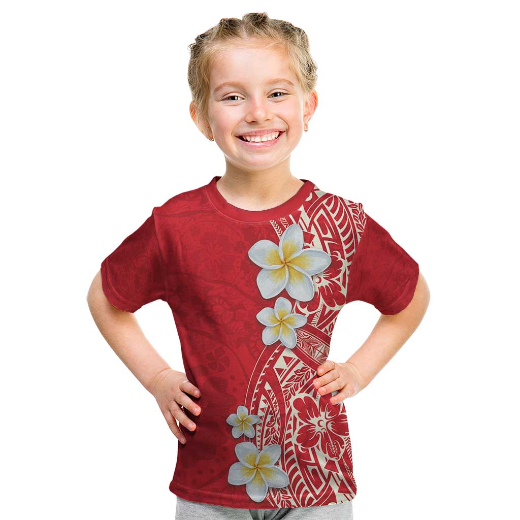Plumeria Kid T Shirt Polynesian Tribal Frangipani Red