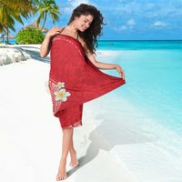 Plumeria Sarong Polynesian Tribal Frangipani Red