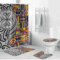 Niue Hiapo and Maori Decoration Tattoos Bathroom Set LT03 Bathroom Set (4 pcs) White - Polynesian Pride