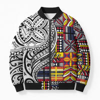 Niue Hiapo and Maori Decoration Tattoos Bomber Puffer Jacket LT03 Unisex White - Polynesian Pride