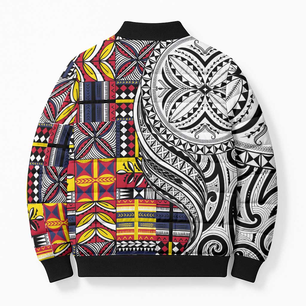 Niue Hiapo and Maori Decoration Tattoos Bomber Puffer Jacket LT03 - Polynesian Pride