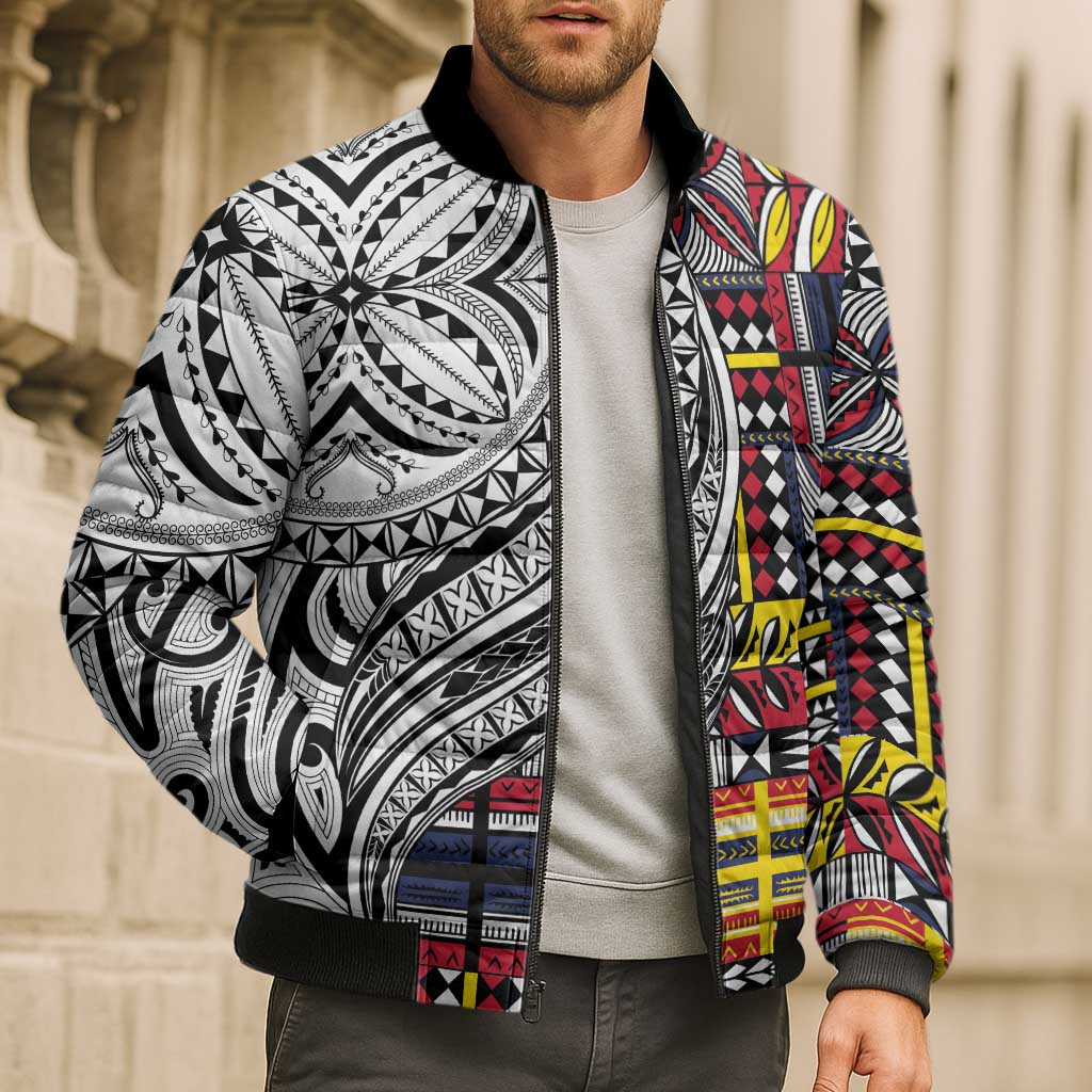 Niue Hiapo and Maori Decoration Tattoos Bomber Puffer Jacket LT03 - Polynesian Pride