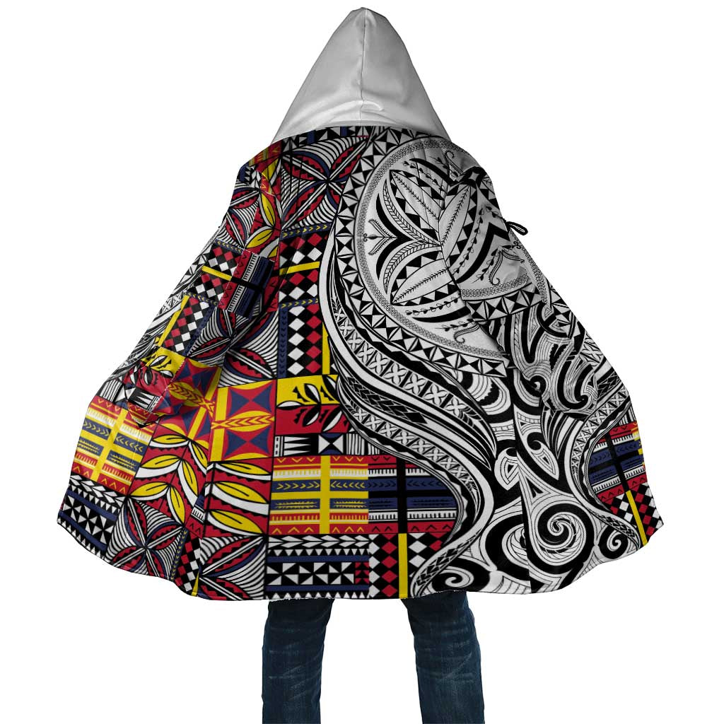 Niue Hiapo and Maori Decoration Tattoos Cloak LT03 Unisex White - Polynesian Pride