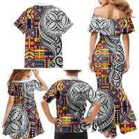 Niue Hiapo and Maori Decoration Tattoos Family Matching Mermaid Dress and Hawaiian Shirt LT03 - Polynesian Pride