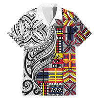 Niue Hiapo and Maori Decoration Tattoos Family Matching Mermaid Dress and Hawaiian Shirt LT03 Dad's Shirt - Short Sleeve White - Polynesian Pride