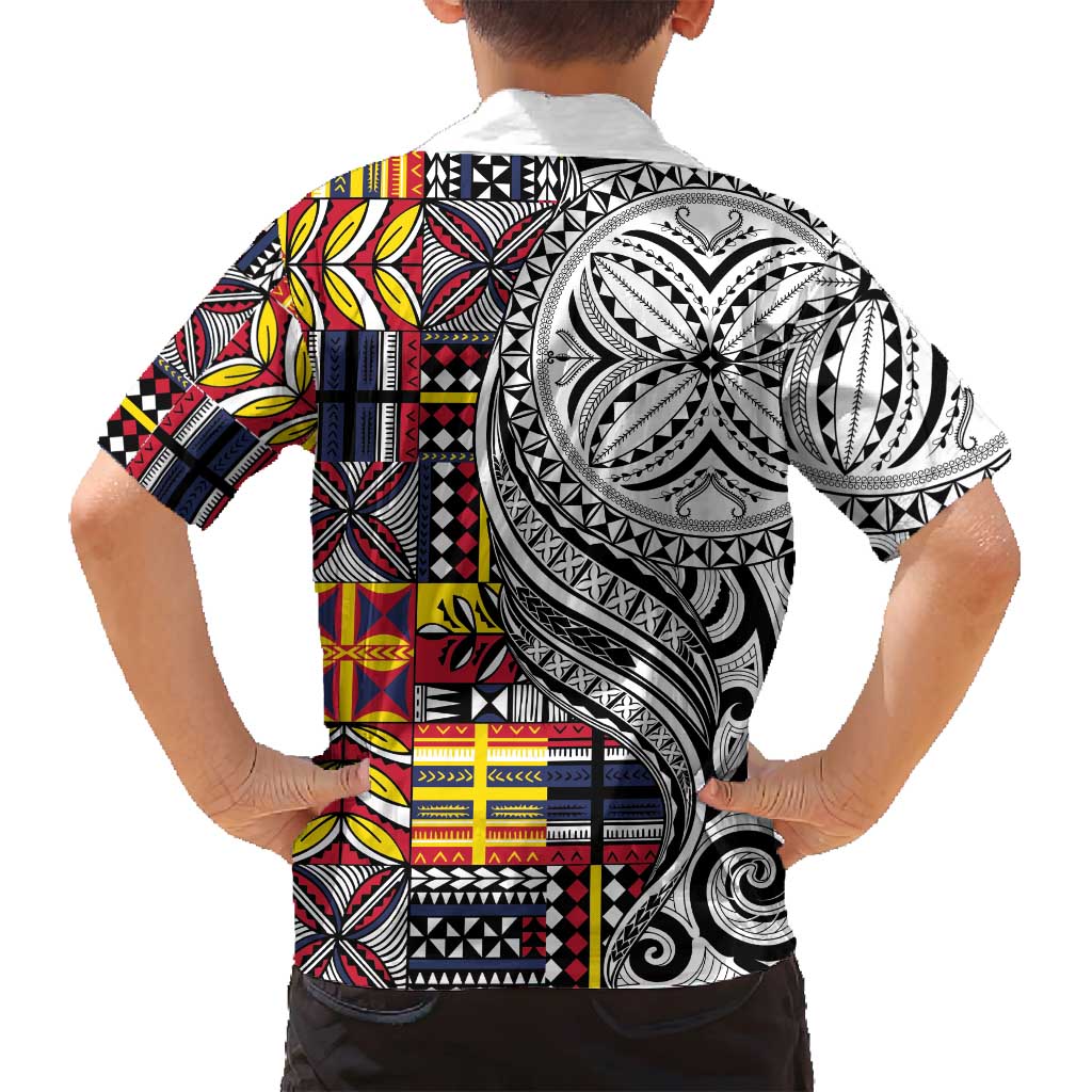 Niue Hiapo and Maori Decoration Tattoos Family Matching Tank Maxi Dress and Hawaiian Shirt LT03 - Polynesian Pride
