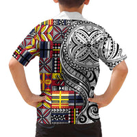 Niue Hiapo and Maori Decoration Tattoos Family Matching Tank Maxi Dress and Hawaiian Shirt LT03 - Polynesian Pride