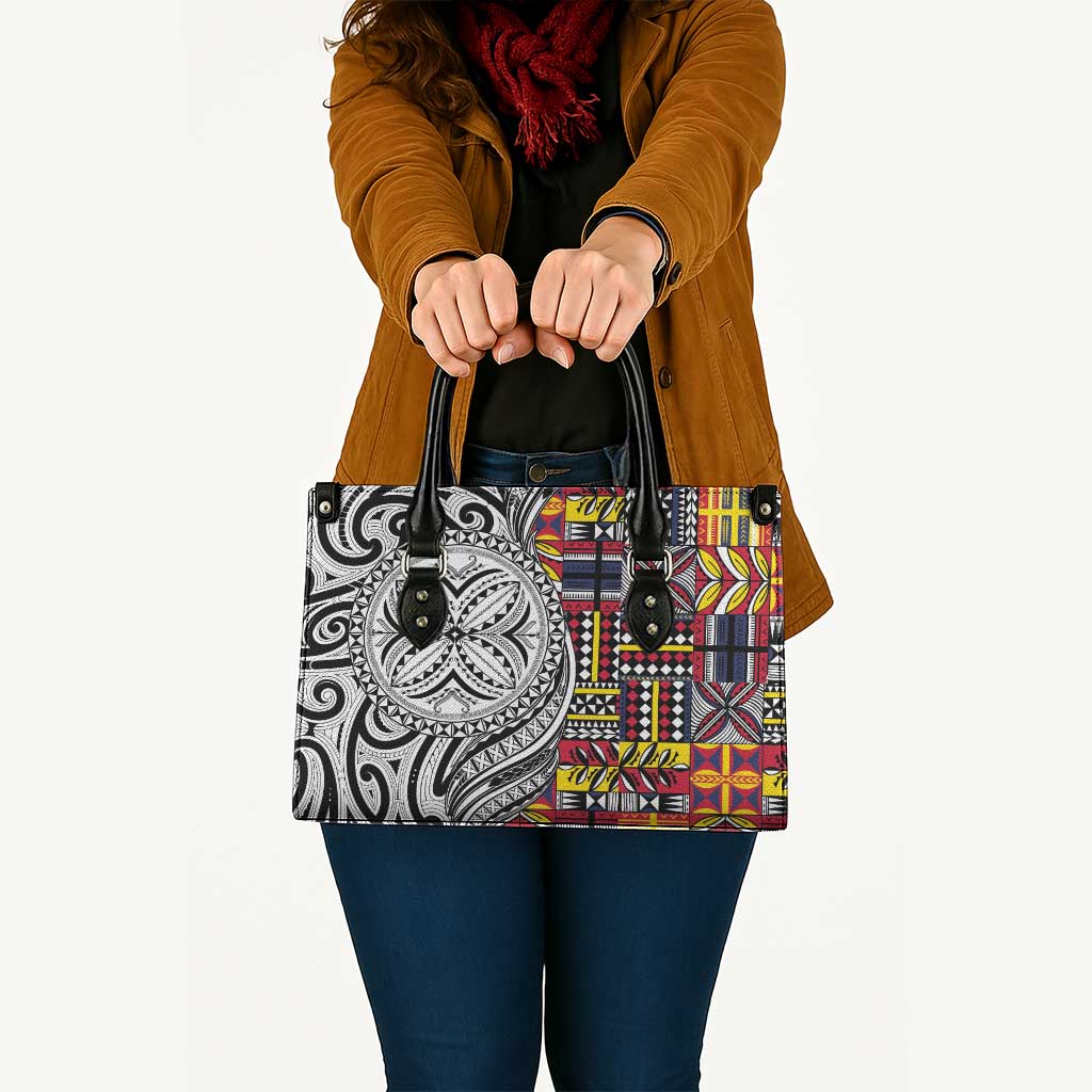 Niue Hiapo and Maori Decoration Tattoos Leather Bag LT03 - Polynesian Pride
