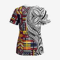 Niue Hiapo and Maori Decoration Tattoos Scrub Top - Polynesian Pride