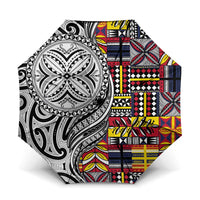 Niue Hiapo and Maori Decoration Tattoos Umbrella LT03 One Size Folded 11.42 inch Opened Diameter 37.4 inch White - Polynesian Pride