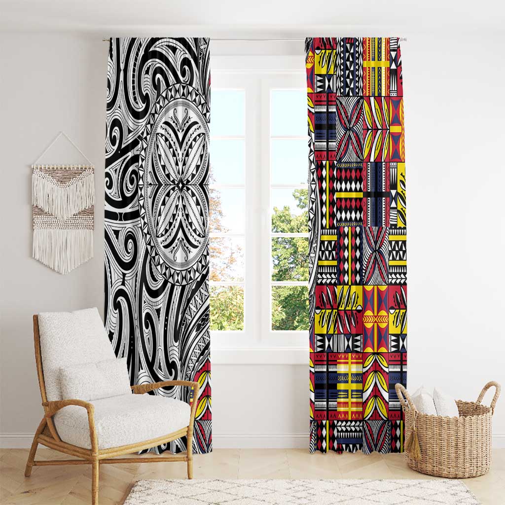 Niue Hiapo and Maori Decoration Tattoos Window Curtain - Polynesian Pride