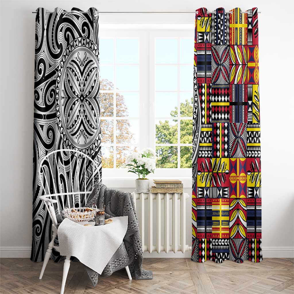 Niue Hiapo and Maori Decoration Tattoos Window Curtain - Polynesian Pride