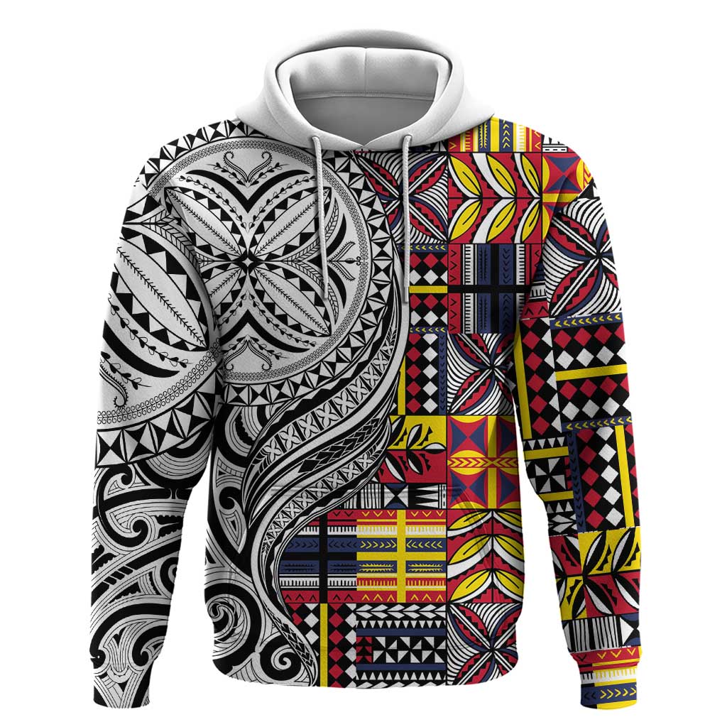 Niue Hiapo and Maori Decoration Tattoos Zip Hoodie LT03 Pullover Hoodie White - Polynesian Pride
