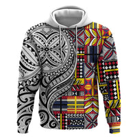 Niue Hiapo and Maori Decoration Tattoos Zip Hoodie LT03 Pullover Hoodie White - Polynesian Pride