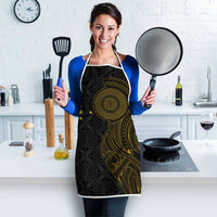 Niue Polynesian Hiapo Tattoo Art Apron Half Style Black Gold Color - Polynesian Pride