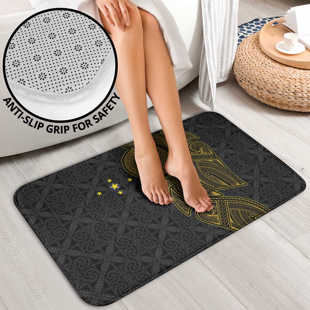 Niue Polynesian Hiapo Tattoo Art Bathroom Set Half Style Black Gold Color - Polynesian Pride