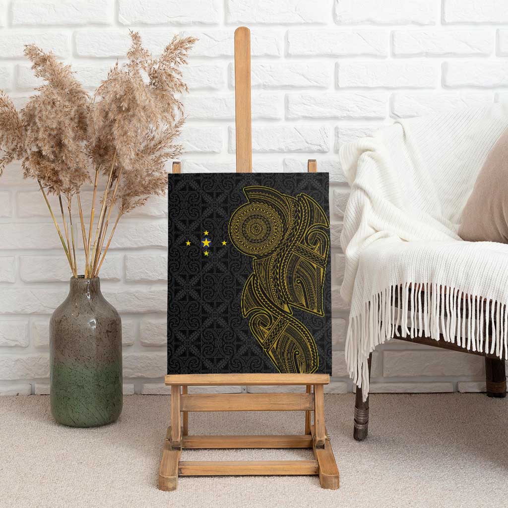 Niue Polynesian Hiapo Tattoo Art Canvas Wall Art Half Style Black Gold Color - Polynesian Pride