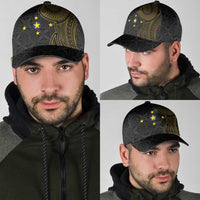 Niue Polynesian Hiapo Tattoo Art Classic Cap Half Style Black Gold Color - Polynesian Pride