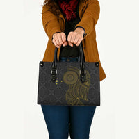 Niue Polynesian Hiapo Tattoo Art Leather Bag Half Style Black Gold Color LT03 - Polynesian Pride