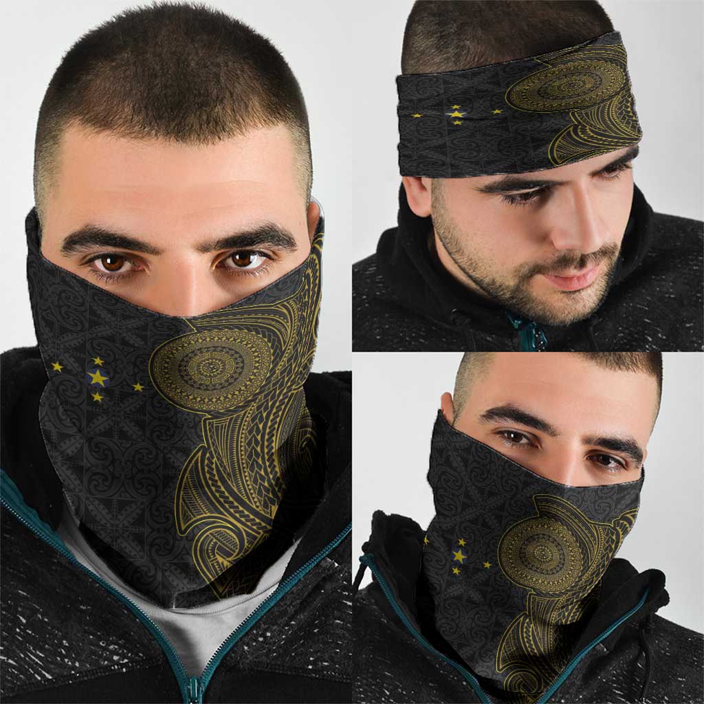 Niue Polynesian Hiapo Tattoo Art Neck Gaiter Half Style Black Gold Color - Polynesian Pride