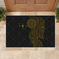 Niue Polynesian Hiapo Tattoo Art Rubber Doormat Half Style Black Gold Color LT03 Black - Polynesian Pride