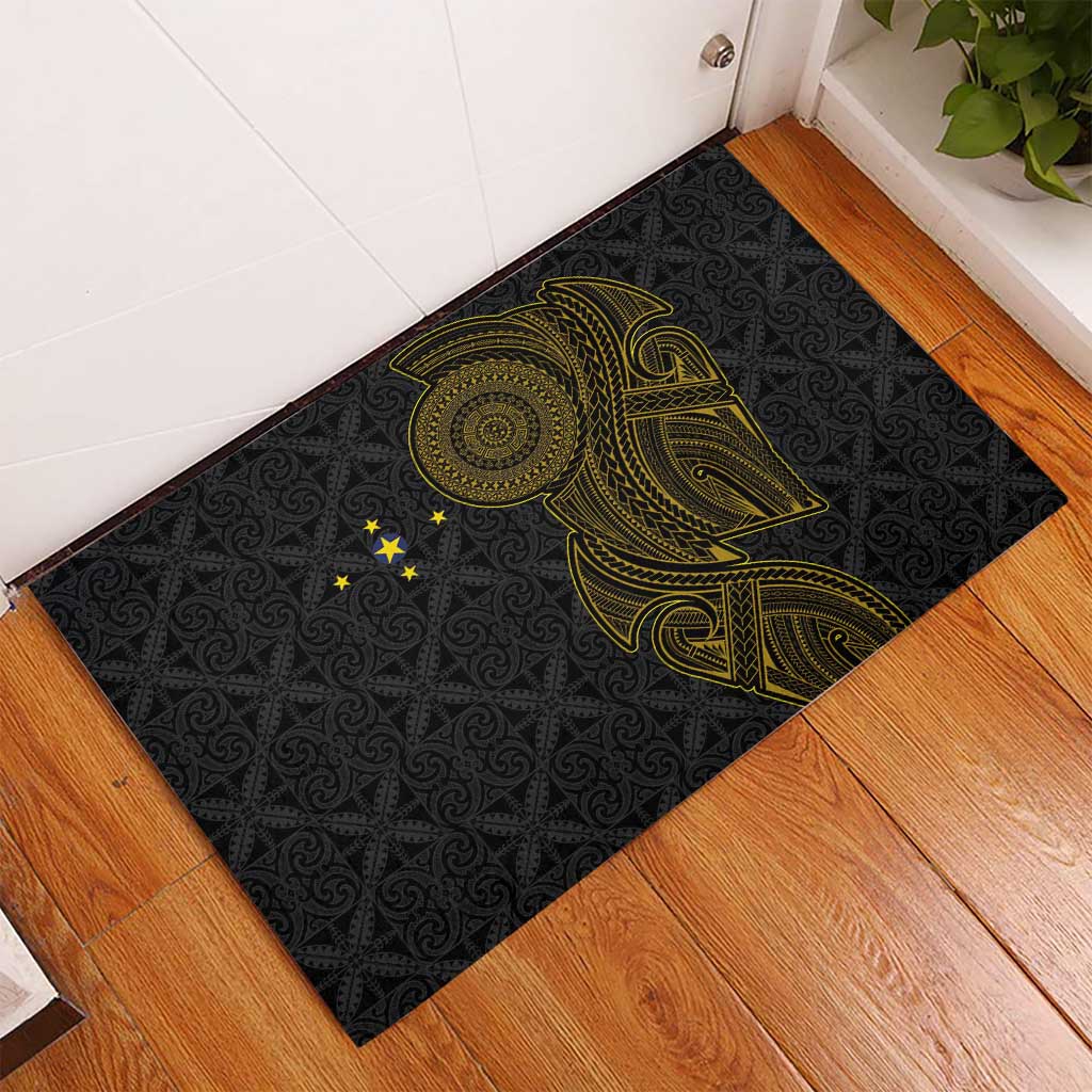 Niue Polynesian Hiapo Tattoo Art Rubber Doormat Half Style Black Gold Color LT03 - Polynesian Pride