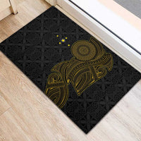 Niue Polynesian Hiapo Tattoo Art Rubber Doormat Half Style Black Gold Color LT03 - Polynesian Pride