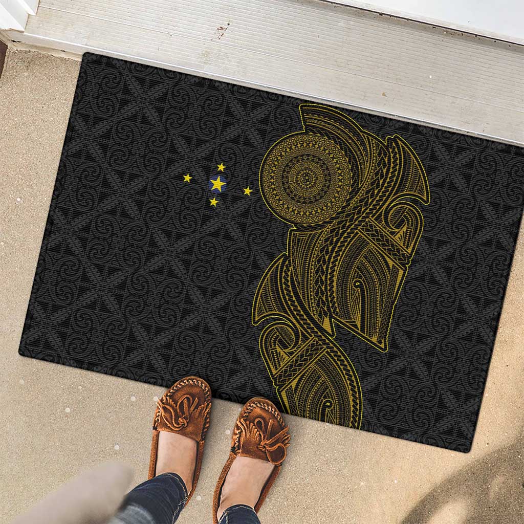 Niue Polynesian Hiapo Tattoo Art Rubber Doormat Half Style Black Gold Color LT03 - Polynesian Pride
