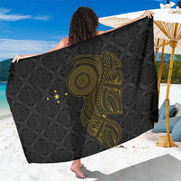 Niue Polynesian Hiapo Tattoo Art Sarong Half Style Black Gold Color LT03 One Size 44 x 66 inches Black - Polynesian Pride