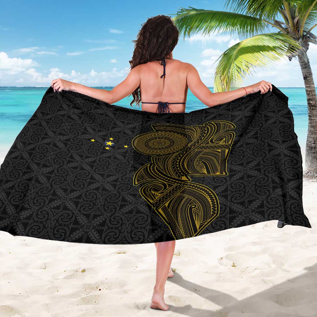 Niue Polynesian Hiapo Tattoo Art Sarong Half Style Black Gold Color LT03 - Polynesian Pride