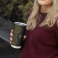 Niue Polynesian Hiapo Tattoo Art Tumbler Cup Half Style Black Gold Color - Polynesian Pride