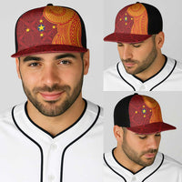 Niue Polynesian Hiapo Tattoo Art Baseball Net Cap Half Style Red Yellow Color - Polynesian Pride