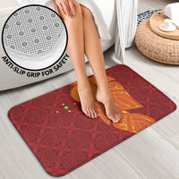 Niue Polynesian Hiapo Tattoo Art Bathroom Set Half Style Red Yellow Color - Polynesian Pride