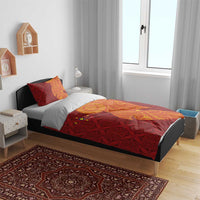 Niue Polynesian Hiapo Tattoo Art Bedding Set Half Style Red Yellow Color - Polynesian Pride