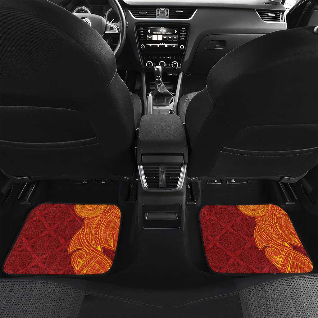 Niue Polynesian Hiapo Tattoo Art Car Mats Half Style Red Yellow Color - Polynesian Pride
