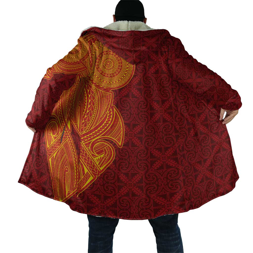 Niue Polynesian Hiapo Tattoo Art Cloak Half Style Red Yellow Color - Polynesian Pride